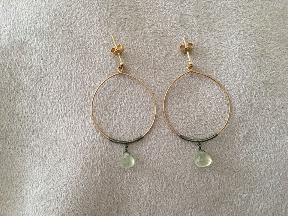 Craft Ba　＊　A級　トルマリン ＊　ループピアス ＊ green ( ba223 )
