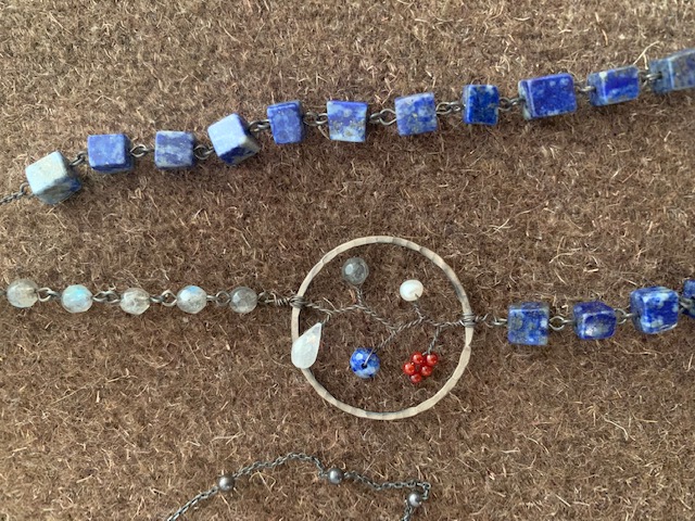eunnamu ＊lapislazuli & labradorite × ibushi silver 　＊　long necklace（U436)