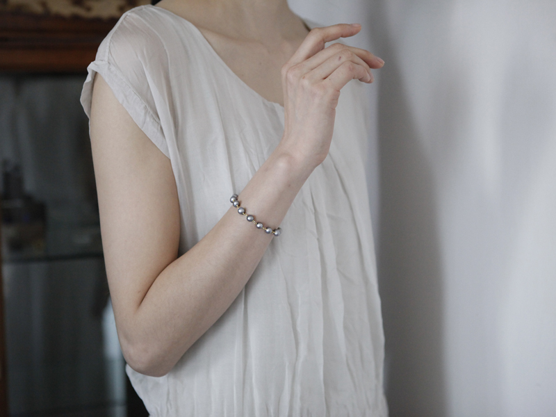 Emma Gray Pearl Rosary Bracelet ( ba173 )