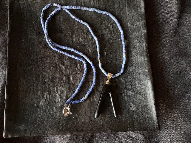 黒珊瑚×ラピスラズリのペンダント（n258）