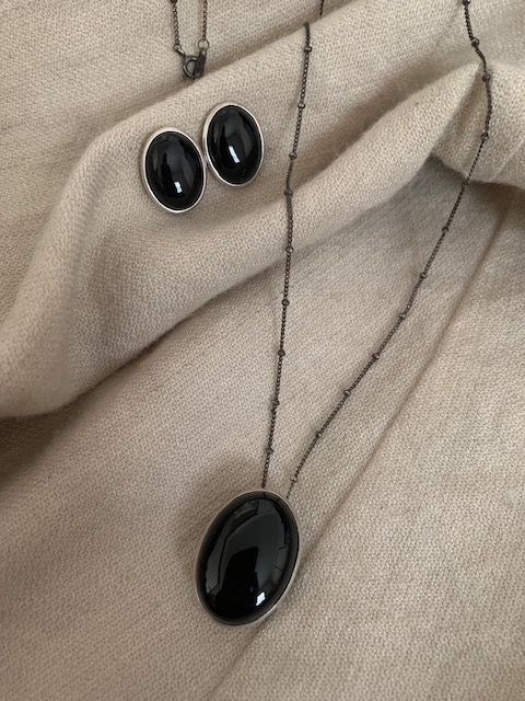 eunnamu＊オニキス×silver ＊ピアス＊ペンダント（U658-22 )