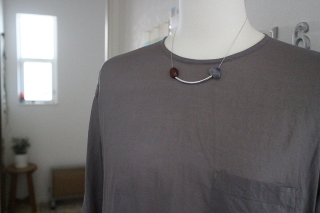 eunnamu ＊ウンナム ＊ラブラドライト × 茶瑪瑙＊silver necklace ( U417 )