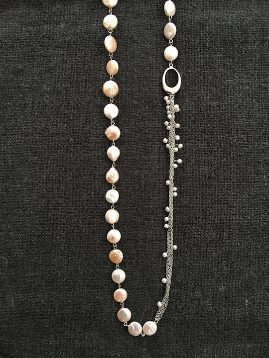 eunnamu＊ウンナム作＊ 淡水パール×silver ロングネックレス（U450 )