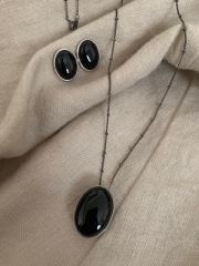 eunnamu＊オニキス×silver ＊ピアス＊ペンダント（U658-22 )