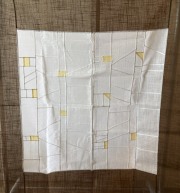 韓国伝統ポシャギ＊100×100cmサイズ＊茶×白（cra399）