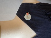 ソウル市無形文化財作家オム・イッピョン氏作＊白玉花×珊瑚蝶＊ブローチ（ omu322）