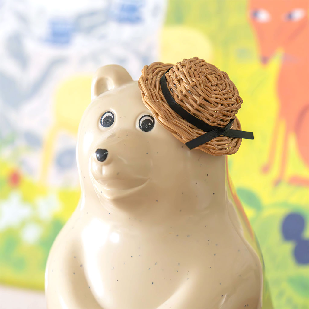 kuroshiro works｜ラタン しろくま貯金箱のカンカン帽