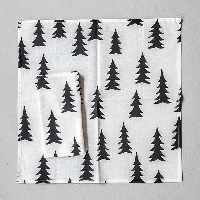 FineLittleDay/ファインリトルデイ/ナプキン2枚セット/GRAN(ホワイト×ブラック)