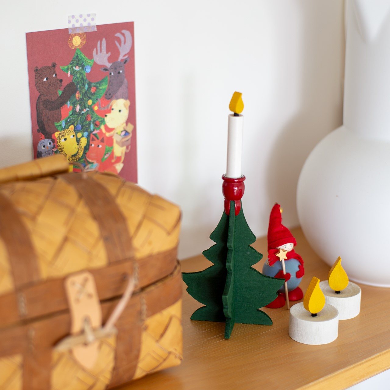 Larssons Tra ラッセントレー｜組み立て式木製クリスマスツリー S（キャンドル1本付き）