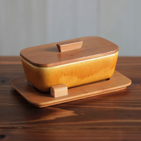 【ヴィンテージ】JIE Gantofta/ジィ・ガントフタ/チークのトレイと蓋付きバターケース