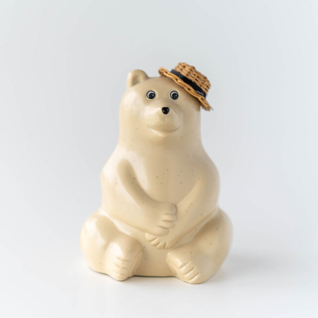 kuroshiro works｜ラタン しろくま貯金箱のカンカン帽