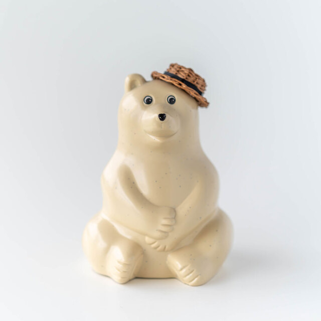 kuroshiro works｜ラタン しろくま貯金箱のカンカン帽