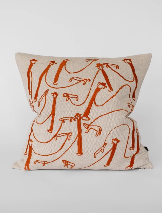 Fine Little Day ファインリトルデイ｜リネンベース×刺繍 クッションカバー DOG WALK