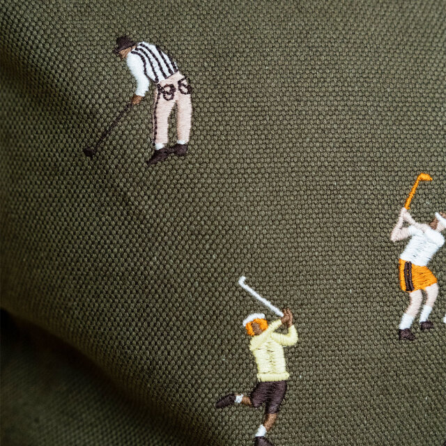 Fine Little Day/ファインリトルデイ/リネンベース×刺繍 クッションカバー/GOLFERS