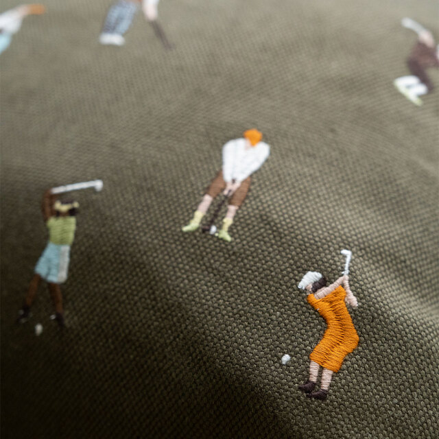 Fine Little Day/ファインリトルデイ/リネンベース×刺繍 クッションカバー/GOLFERS