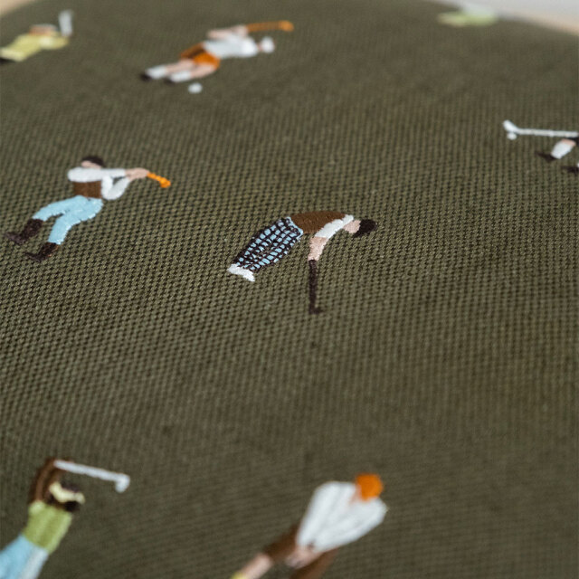 Fine Little Day/ファインリトルデイ/リネンベース×刺繍 クッションカバー/GOLFERS
