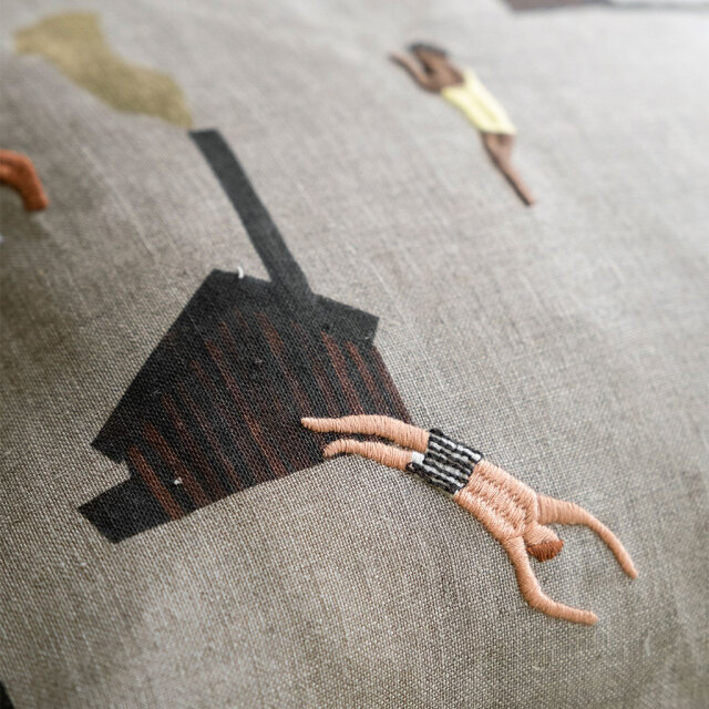 Fine Little Day/ファインリトルデイ/リネン×刺繍 クッションカバー/SAUNA