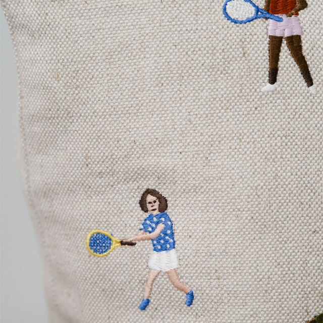 Fine Little Day/ファインリトルデイ/リネンベース×刺繍 クッションカバー/TENNIS