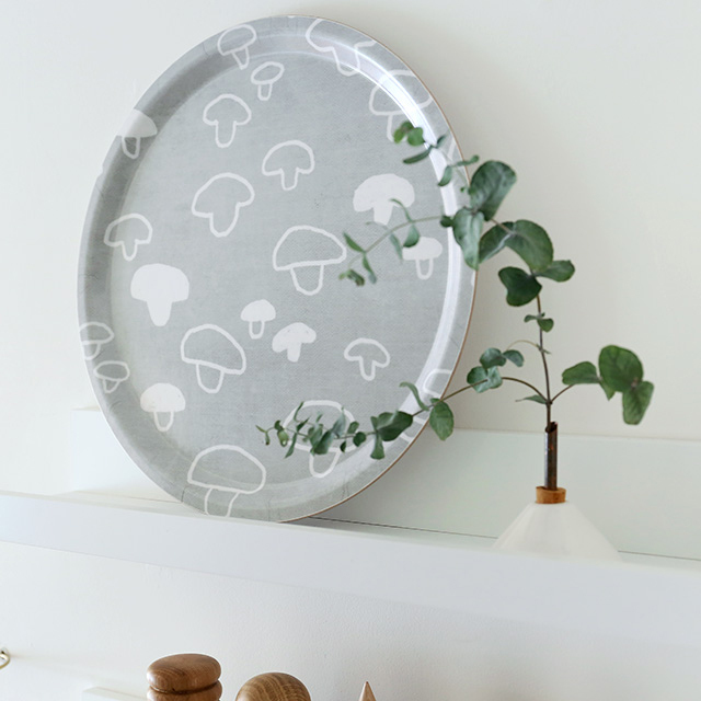 Fine Little Day/ファインリトルデイ/丸トレイ/MUSHROOM(グレー)