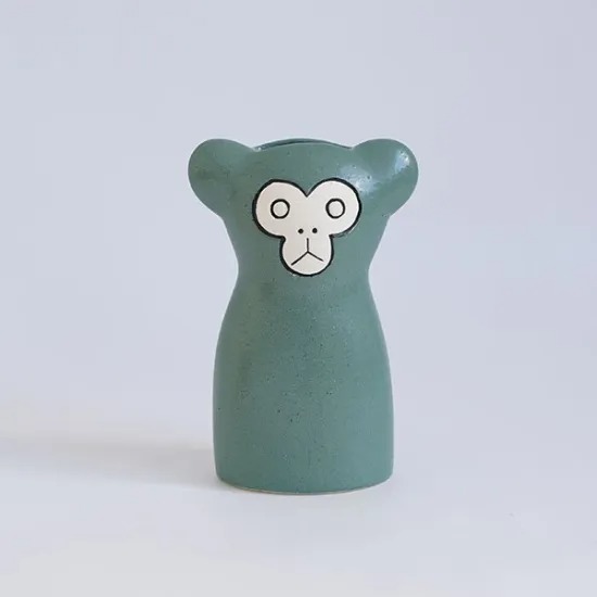 鹿児島睦 x Keramik Studion｜花瓶 En Liten Van サル（グリーン）