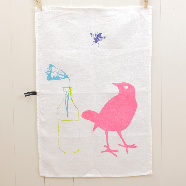 KORPI&GORDON/コルピ＆ゴードン/キッチンタオル/BIRD WITH BOTTLE/ピンク
