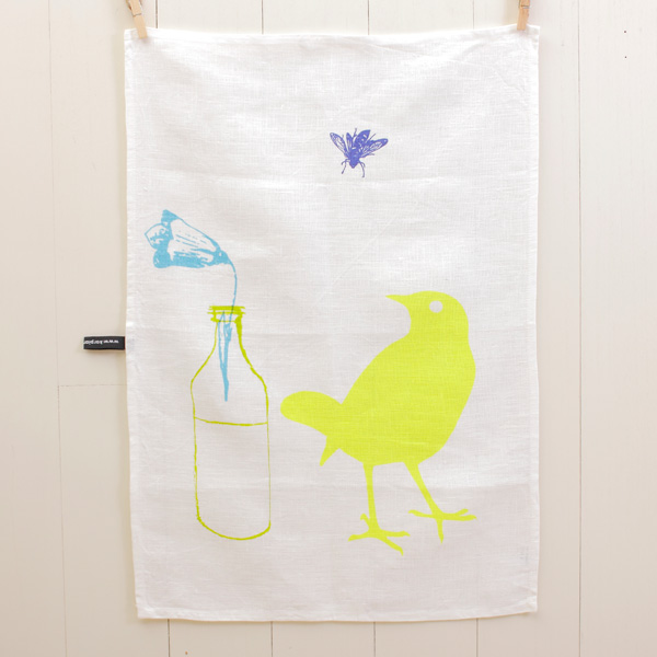 KORPI&GORDON/コルピ＆ゴードン/キッチンタオル/BIRD WITH BOTTLE/イエロー