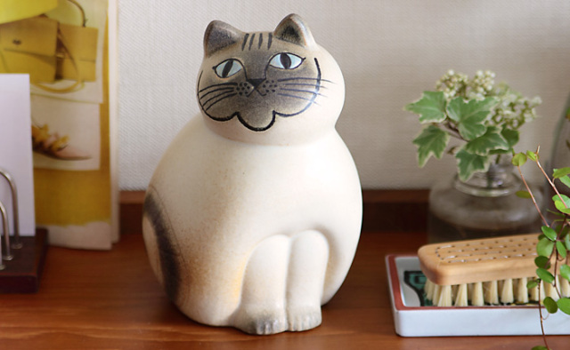 リサラーソン 置物 ミア ホワイトグレー 猫キャット 個別販売】Lisa Larson リサ・ラーソン|MIA CAT ミアキャット M