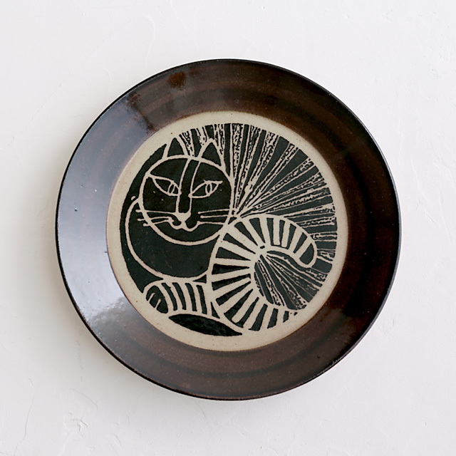 Lisa Larson/リサ・ラーソン/益子の皿/ねこ(くろ)