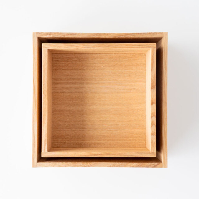 木製 タモ 三段重箱  新品 松屋漆器店 重箱 白木塗タモ6.0 三段 6寸 内朱 白木 約18×18cm