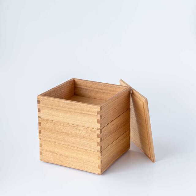 松屋漆器店｜白木塗タモ ナチュラル［5寸］三段重箱