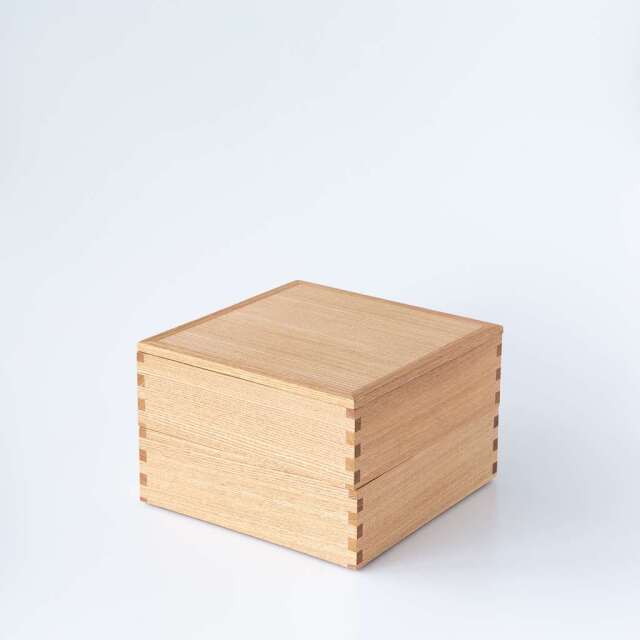 松屋漆器店｜白木塗タモ ナチュラル［6寸］二段重箱