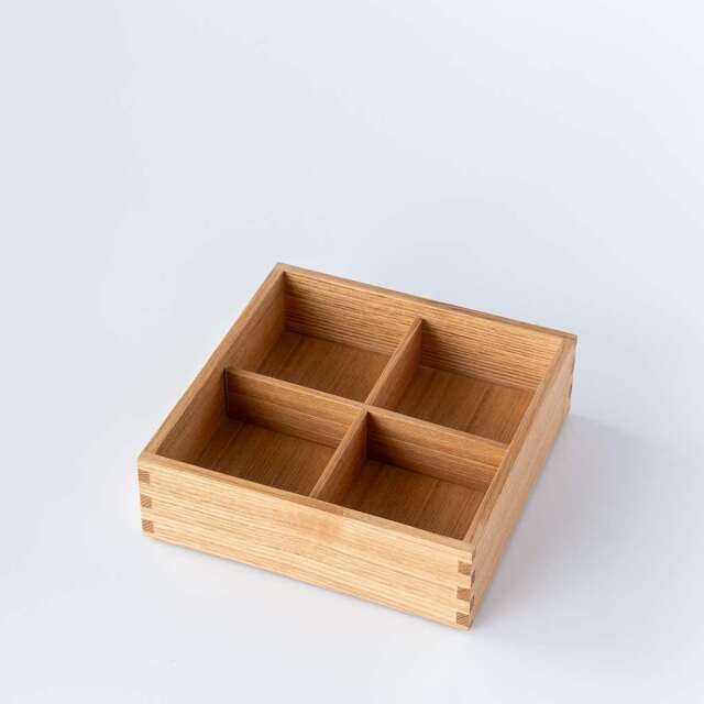 松屋漆器店｜白木塗タモ ナチュラル［6寸］重箱用 四つ切仕切り