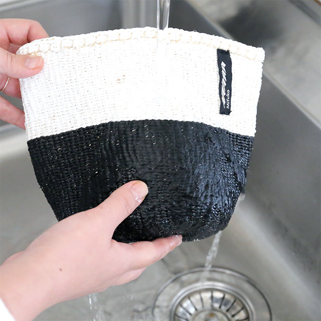 Mifuko/Kiondoサイザルバスケット(S)[革ロングハンドル]