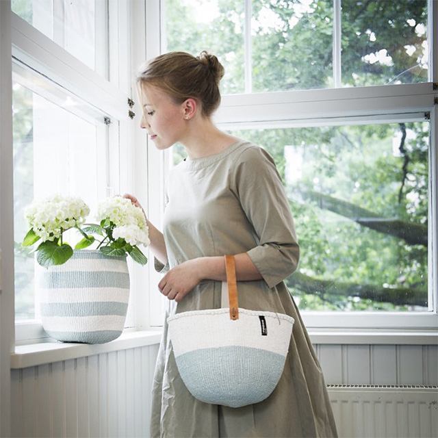 Mifuko/Kiondoバスケット(S)[革ハンドル付き]