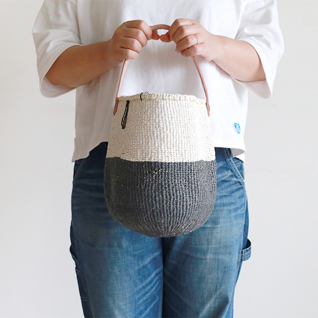 Mifuko/Kiondoバスケット(S)[革ハンドル付き]