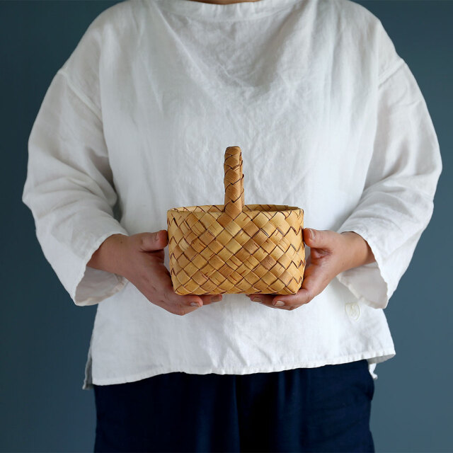 北欧　白樺　かご　天然素材　ハンドル付きバスケット 白樺かご/ハンドル付きバスケット/Basket/Sサイズ - まいにち