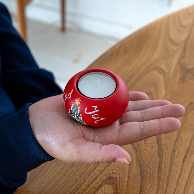 Skandinavisk Hemslojd スカンジナビスク・ヘムスロイド｜木製ティーライトキャンドルホルダー（ハンドペイント）クリスマスツリー