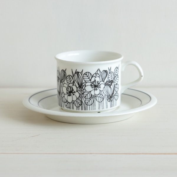 【ヴィンテージ】Arabia/アラビア/Krokus/クロッカス/モノトーン/コーヒーカップ＆ソーサー