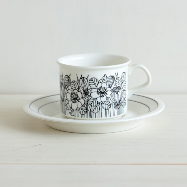 【ヴィンテージ】Arabia/アラビア/Krokus/クロッカス/モノトーン/コーヒーカップ＆ソーサー