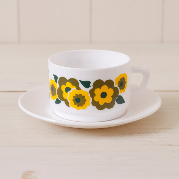 【ヴィンテージ】arcopal FRANCE/カップ＆ソーサー/イエロー