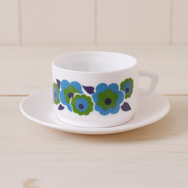 arcopal (アルコパル) ブルーの縁にブルーの花　6枚セット arcopal (アルコパル) ブルーの縁にブルーの花6枚セット