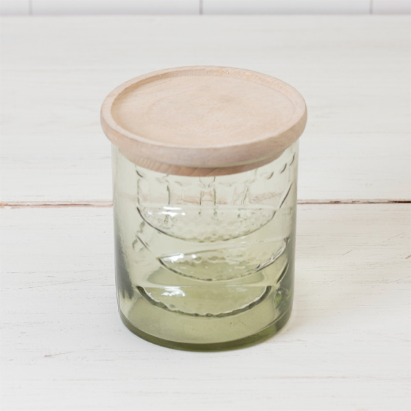 【ヴィンテージ】SKRUF/スクルーフ/ガラスの木蓋付きキャニスター(SILL)