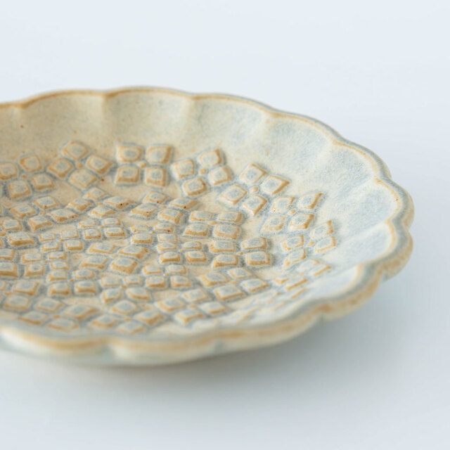 よしざわ窯｜秋色あじさいのお皿 フロストグリーン COMFOTA 北欧