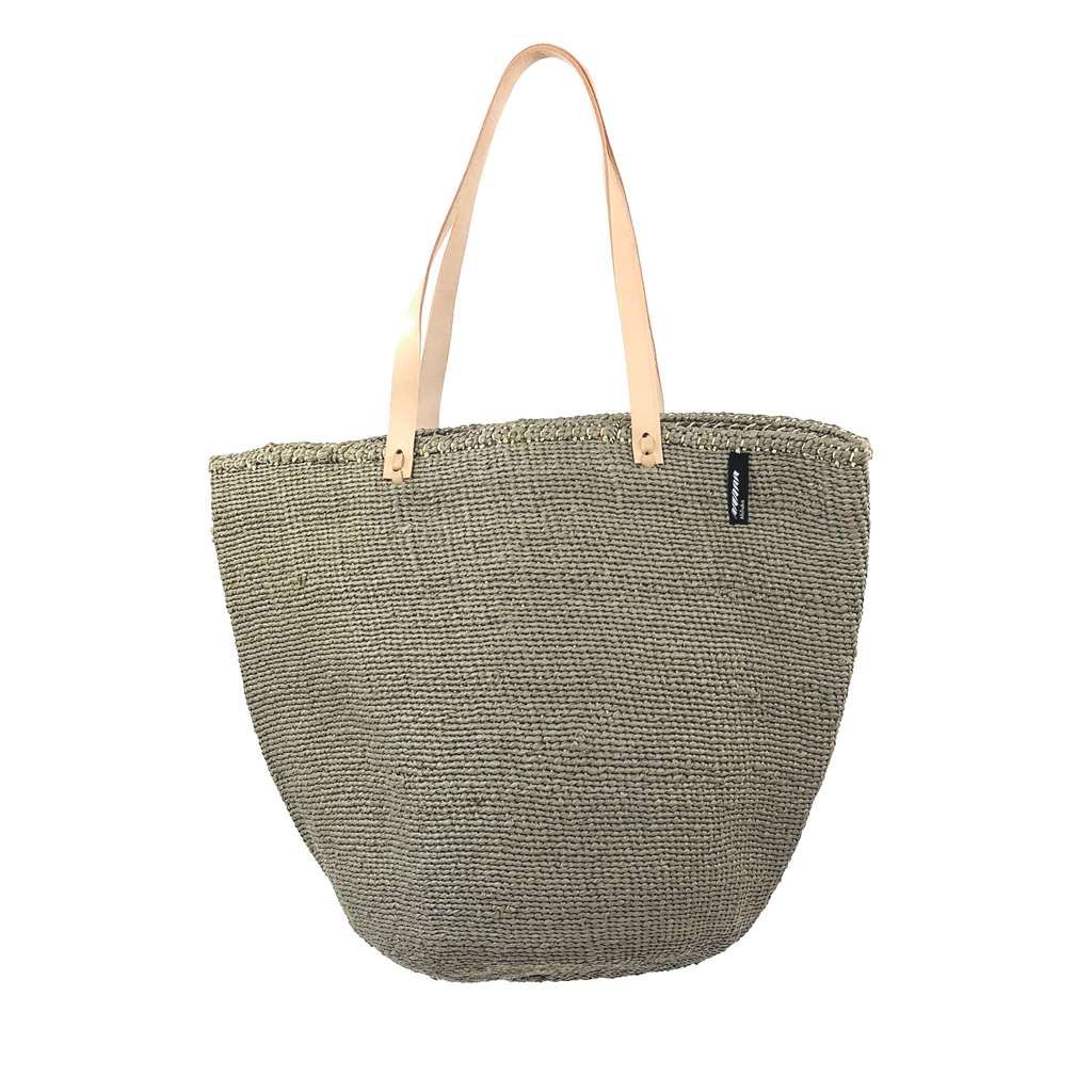 Mifuko ミフコ｜Kiondo バスケット［サイザル麻×再生プラスチック］ショルダーバッグ［ロングハンドル］Lサイズ ウォームグレー