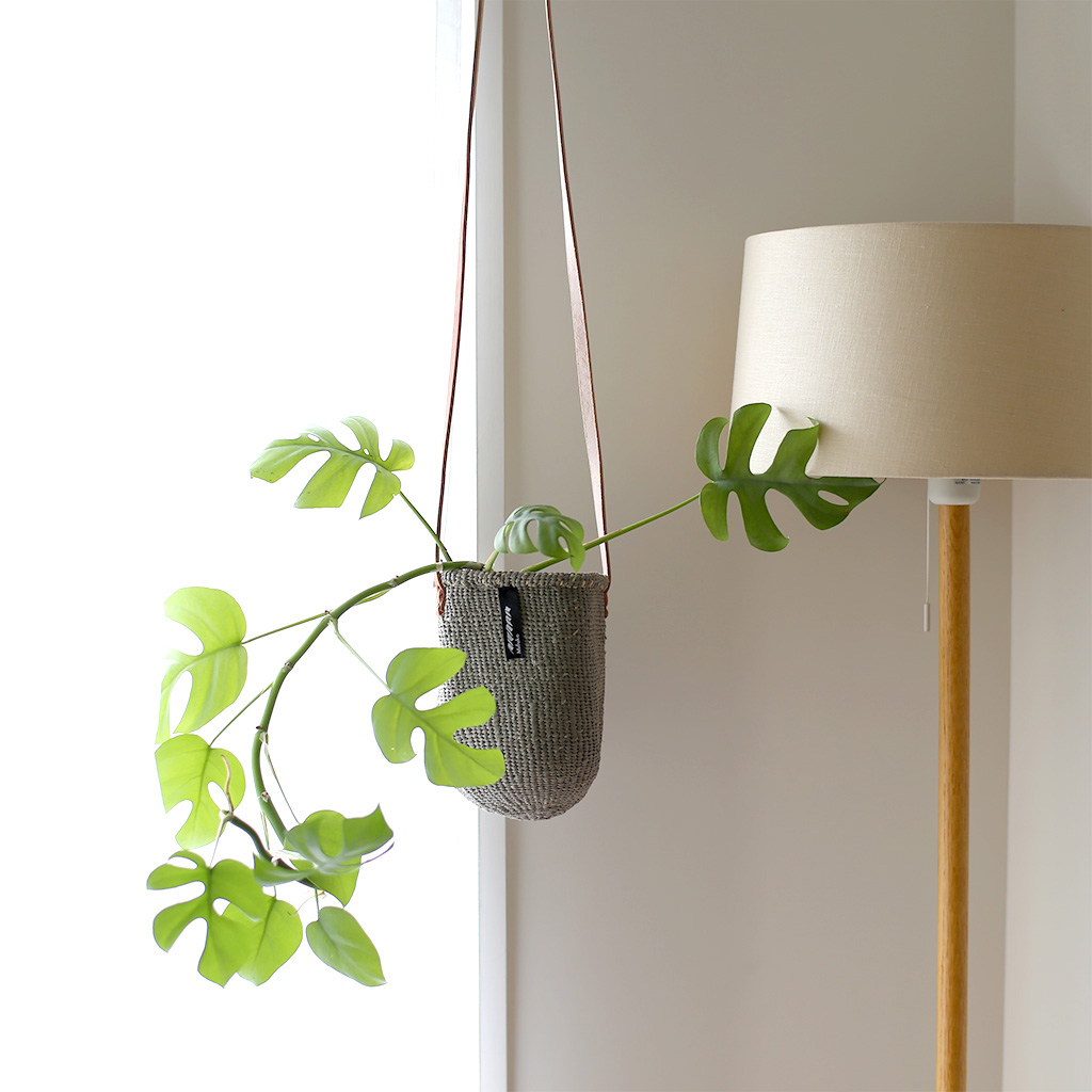 Mifuko/Kiondoサイザルバスケット(XS)[革ロングハンドル]