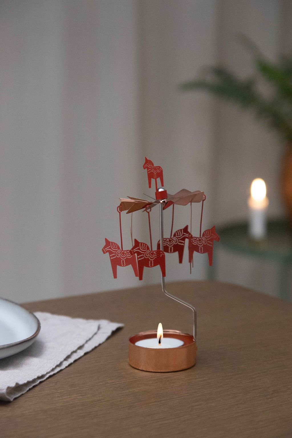 PLUTO DESIGN プルートデザイン｜ロータリーキャンドルホルダー「ダーラナホース」コッパー＆レッド