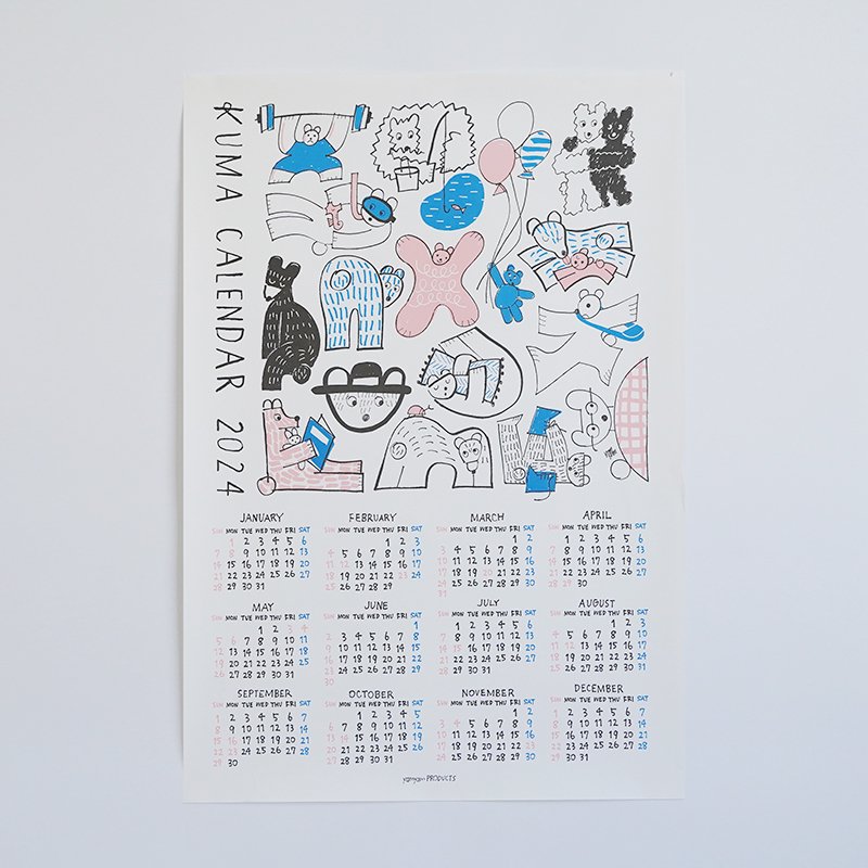 yamyam PRODUCTS｜2024 KUMA ポスターカレンダー [A2]