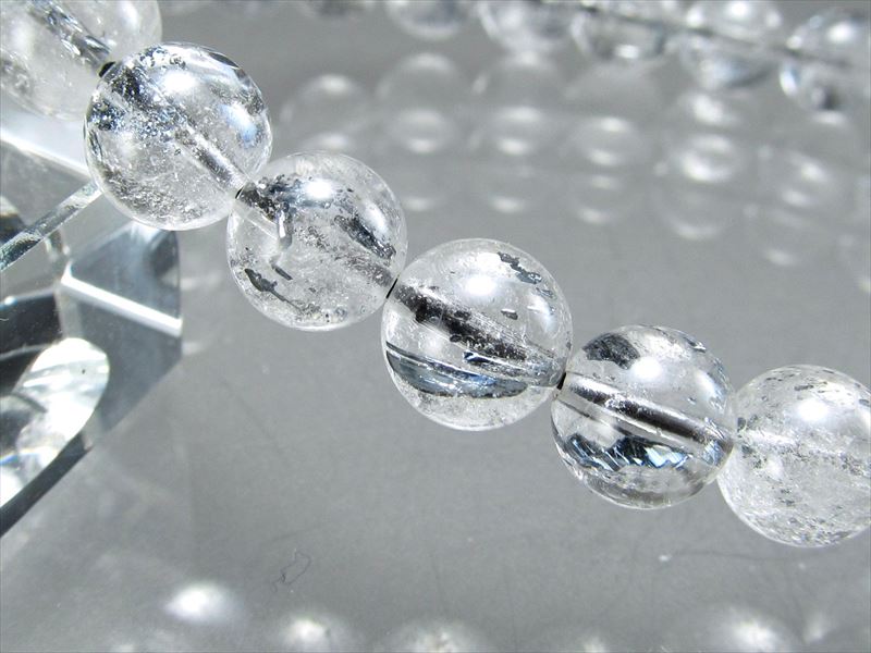 超透明 3A スティブナイトインクォーツ(輝安鉱入り水晶)ブレスレット 7mm-7.5mm×25珠 向上心を高める石 一点もの ルーマニア産 sai