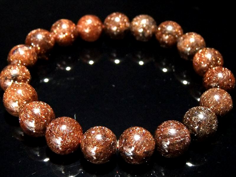 びっしり繊細針 3A 濃いブラウンルチル ブレスレット 11-11.5mm×19珠 金運・勝負運・仕事運 ブラジル産 sai