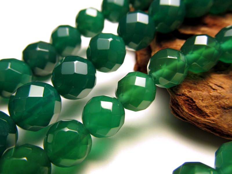 4mm珠 カット グリーンアゲート 一連 約38-40cm 緑瑪瑙 天然石 ビーズ パワーストーン